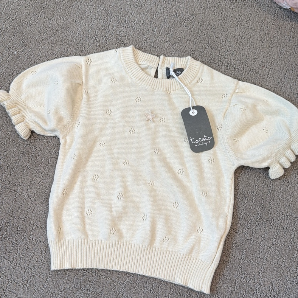 Toobydoo Cream Puff Sleeve Top